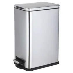 Home Zone Narrow Rectangle Stainless Steel Trash Bin