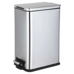 Home Zone Narrow Rectangle Stainless Steel Trash Bin
