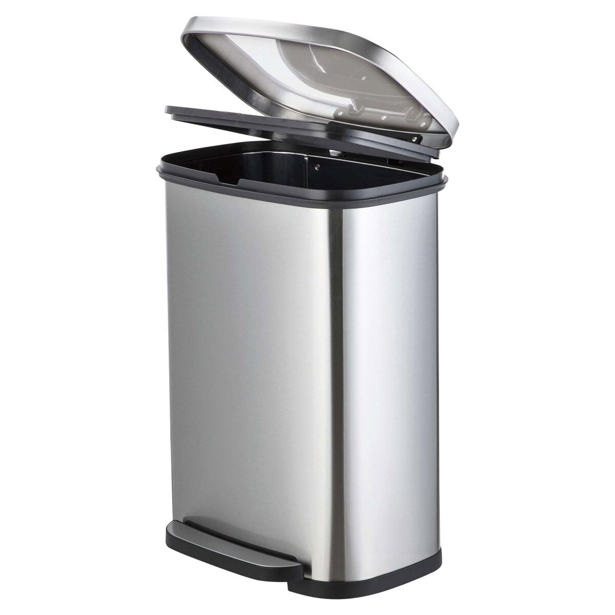 slide 2 of 2, Home Zone Wide Rectangle Stainless Steel Trash Bin, 50 liter