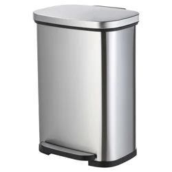Home Zone Wide Rectangle Stainless Steel Trash Bin