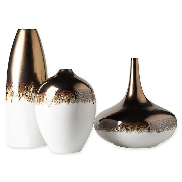 slide 1 of 1, Surya Uasha Vases - White/Gold, 3 ct