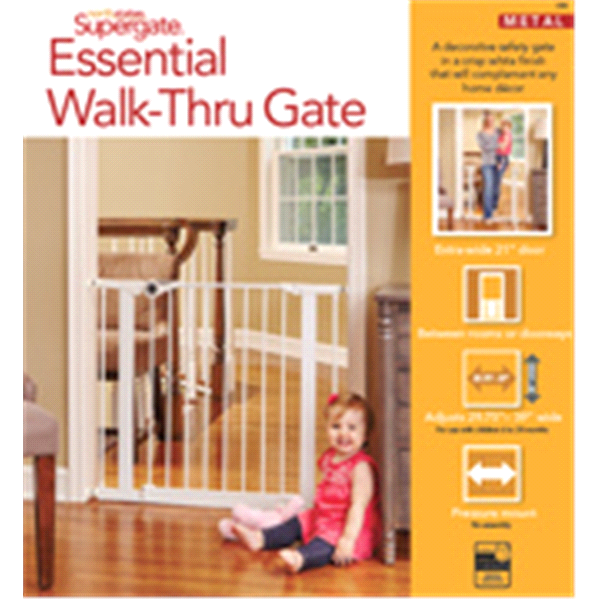 slide 1 of 1, North States Essential Walk Thru Baby Gate - White, 29.5-39 in