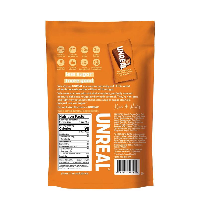 slide 2 of 7, UNREAL Candy Dark Chocolate Caramel Peanut Nougat Bar - 3.4oz, 3.4 oz