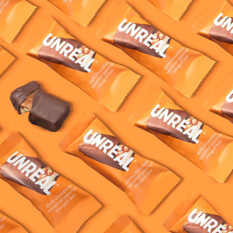 slide 4 of 7, UNREAL Candy Dark Chocolate Caramel Peanut Nougat Bar - 3.4oz, 3.4 oz