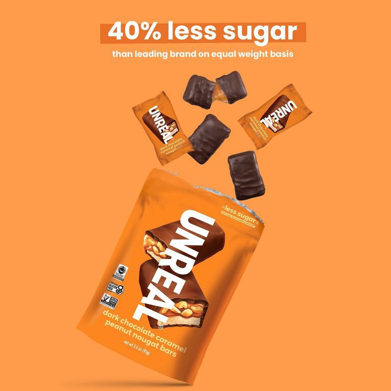 slide 7 of 7, UNREAL Candy Dark Chocolate Caramel Peanut Nougat Bar - 3.4oz, 3.4 oz