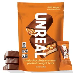 UNREAL Candy Dark Chocolate Caramel Peanut Nougat Bar - 3.4oz