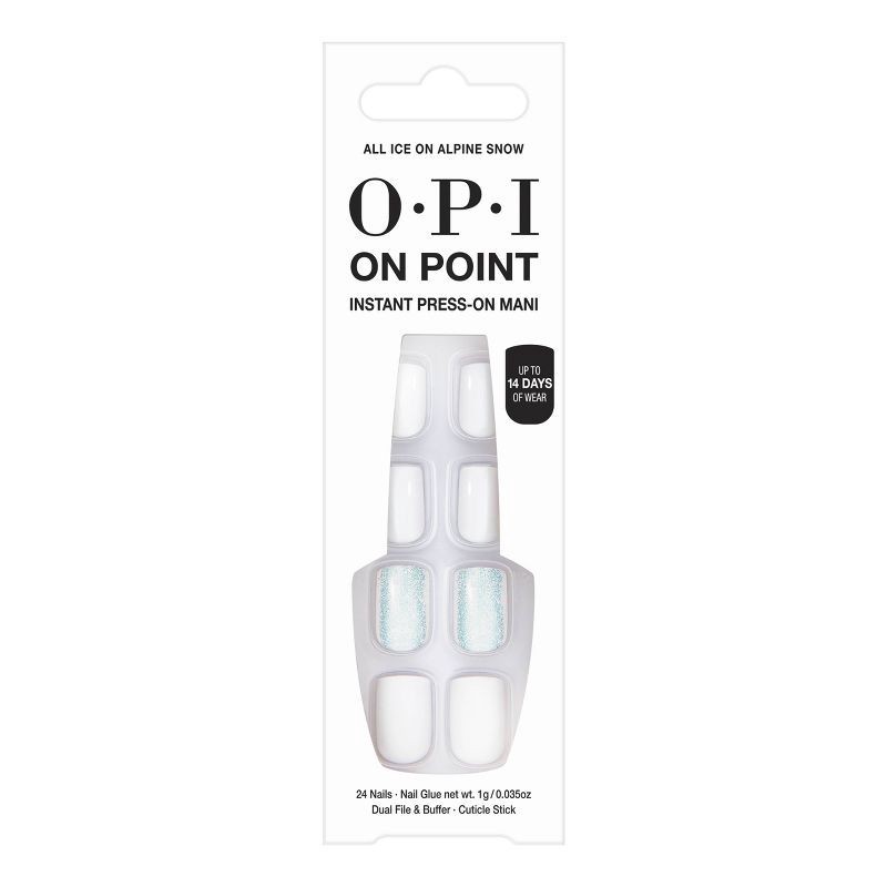 slide 1 of 7, OPI Press-On Fake Nails - All Ice On Alpine Snow - 26ct, 26 ct