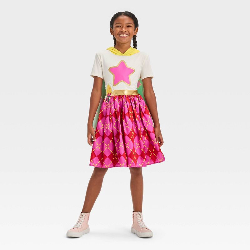 slide 3 of 4, Universal Girls' Trolls Viva Cosplay Dress - Off-White XL, 1 ct