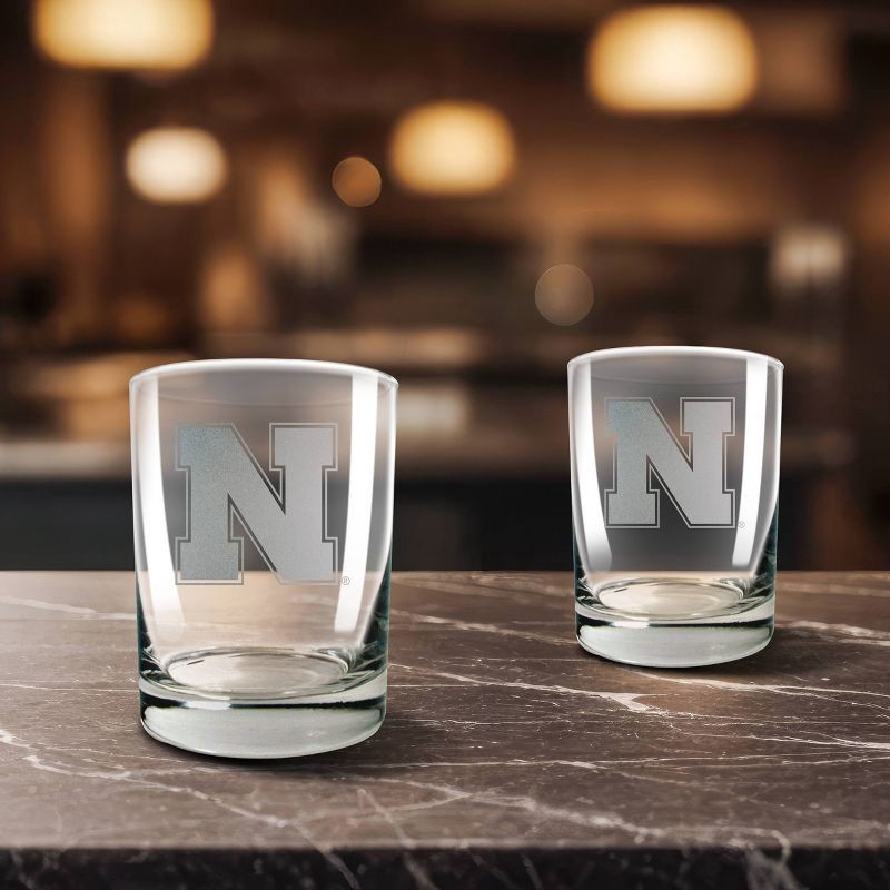 slide 2 of 3, NCAA Nebraska Cornhuskers Laser Etched Rocks Glass Set - 2pc: 12oz Drinkware Gift, 2 ct