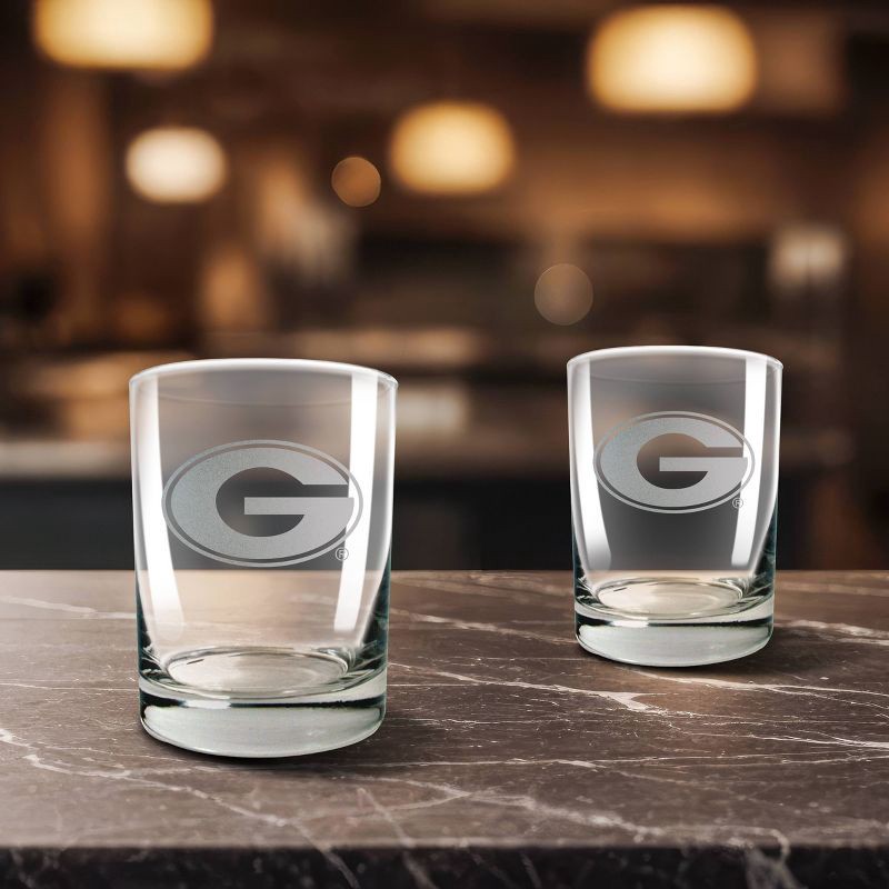 slide 2 of 3, NCAA Georgia Bulldogs Laser Etched Rocks Glass Set - 2pc: 12oz Pint Glass Drinkware, 2 ct