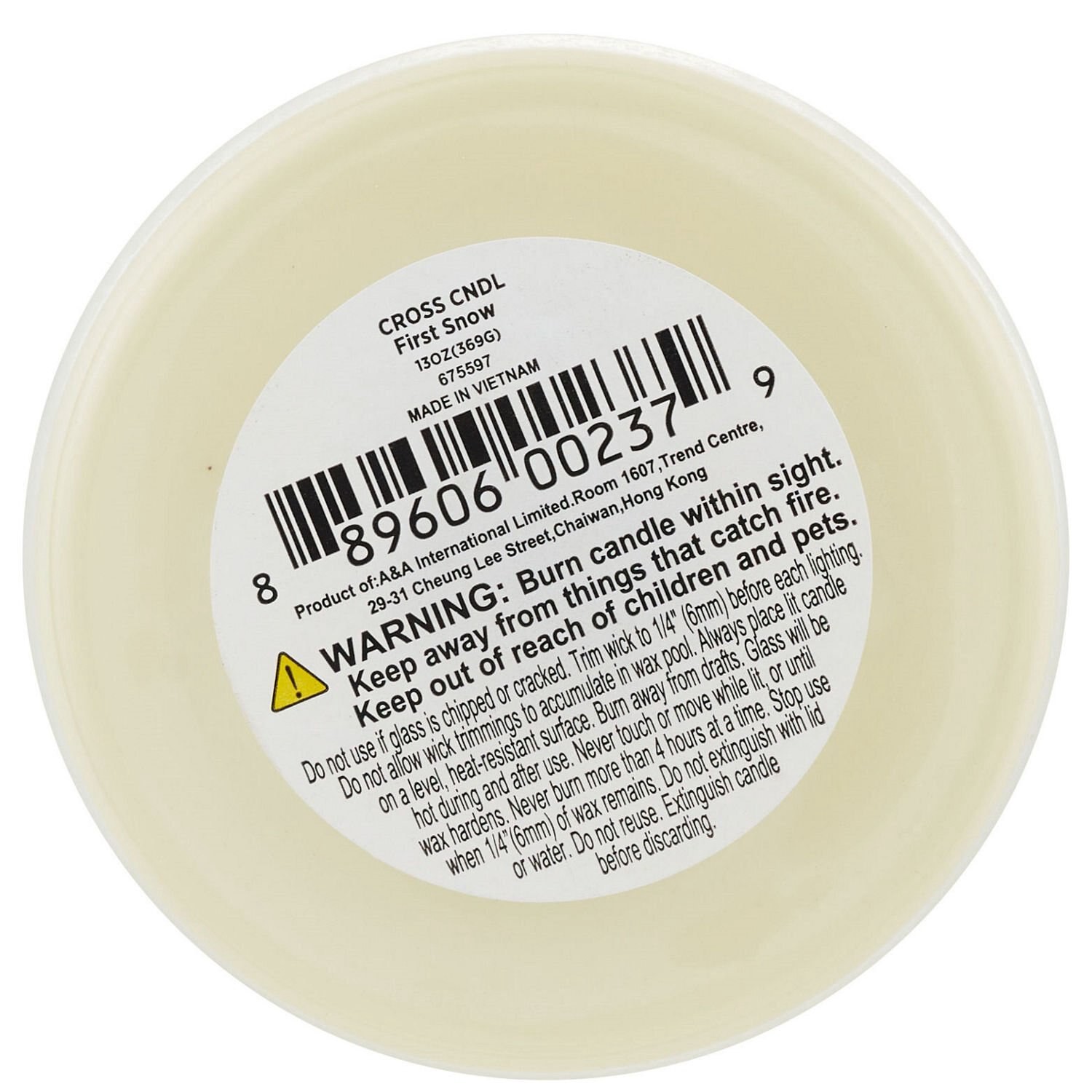 slide 2 of 2, A & A International A&a Cross Candle, First Snow Scent, 13 Oz, 13 oz