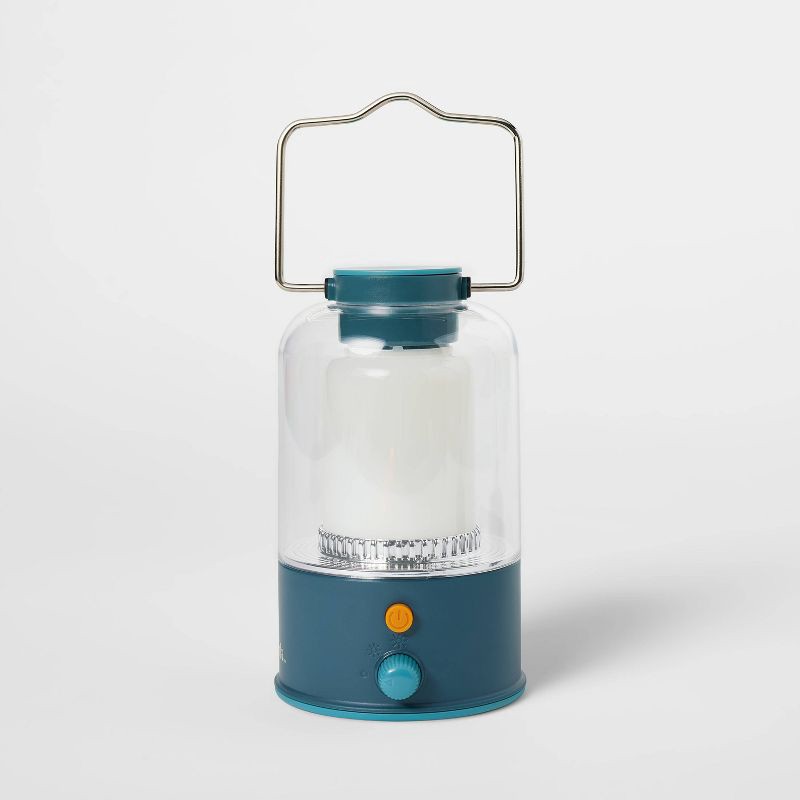 slide 1 of 3, Rechargeable Large LED Portable Camp Lantern Teal Blue - Embark™️, 1 ct