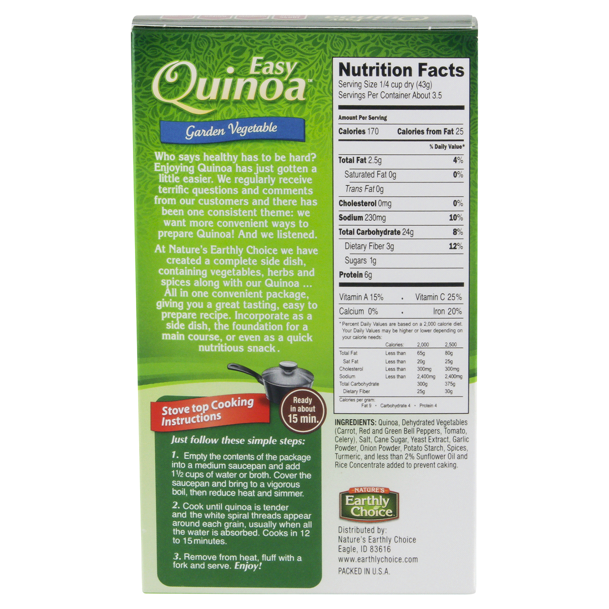 slide 6 of 6, Nature's Earthly Choice Garden Vegetable Easy Quinoa, 4.8 oz