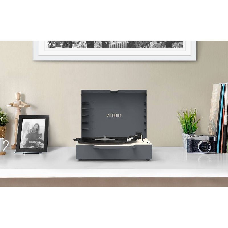 slide 14 of 20, Victrola - Re-Spin Sustainable Bluetooth Suitcase Record Player - Gray, 1 ct