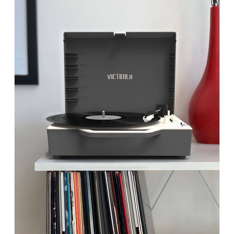 slide 20 of 20, Victrola - Re-Spin Sustainable Bluetooth Suitcase Record Player - Gray, 1 ct
