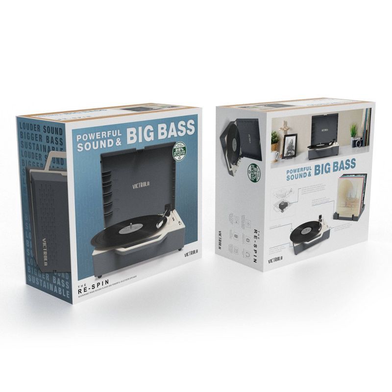 slide 6 of 20, Victrola - Re-Spin Sustainable Bluetooth Suitcase Record Player - Gray, 1 ct