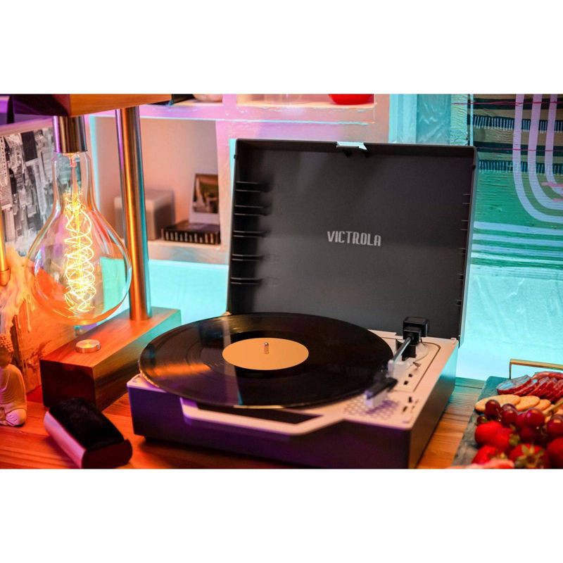 slide 9 of 20, Victrola - Re-Spin Sustainable Bluetooth Suitcase Record Player - Gray, 1 ct