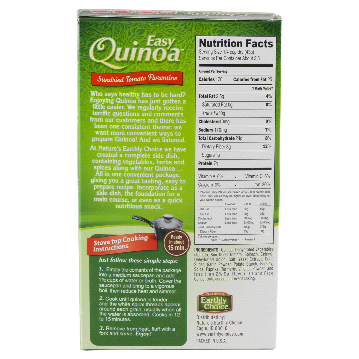 slide 5 of 6, Nature's Earthly Choice Tomato Florentine Quinoa, 4.8 oz