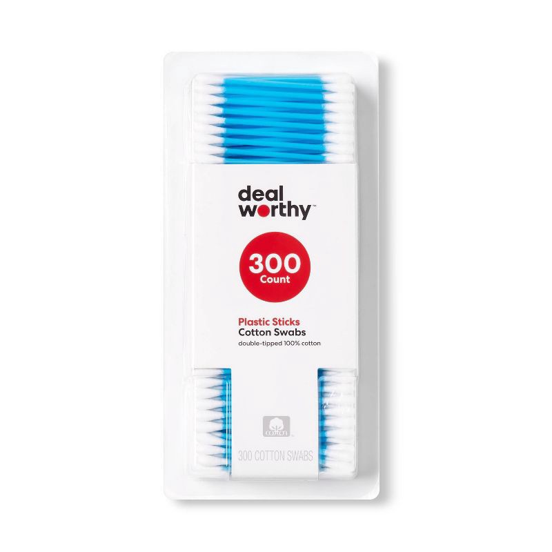 slide 1 of 3, Cotton Swabs Plastic Stick - 300ct - Dealworthy™, 300 ct