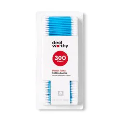 Cotton Swabs Plastic Stick - 300ct - Dealworthy™
