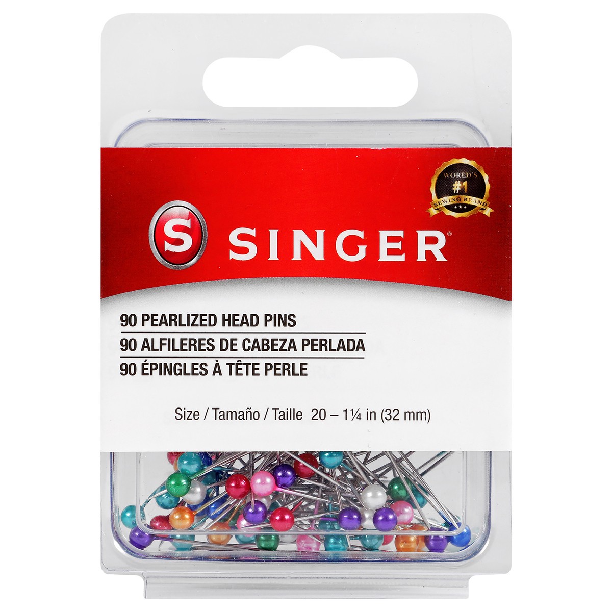 slide 1 of 2, SINGER Multicolor Pearlized Ball Head Pins, Size 20, 90 Count, 90 ct