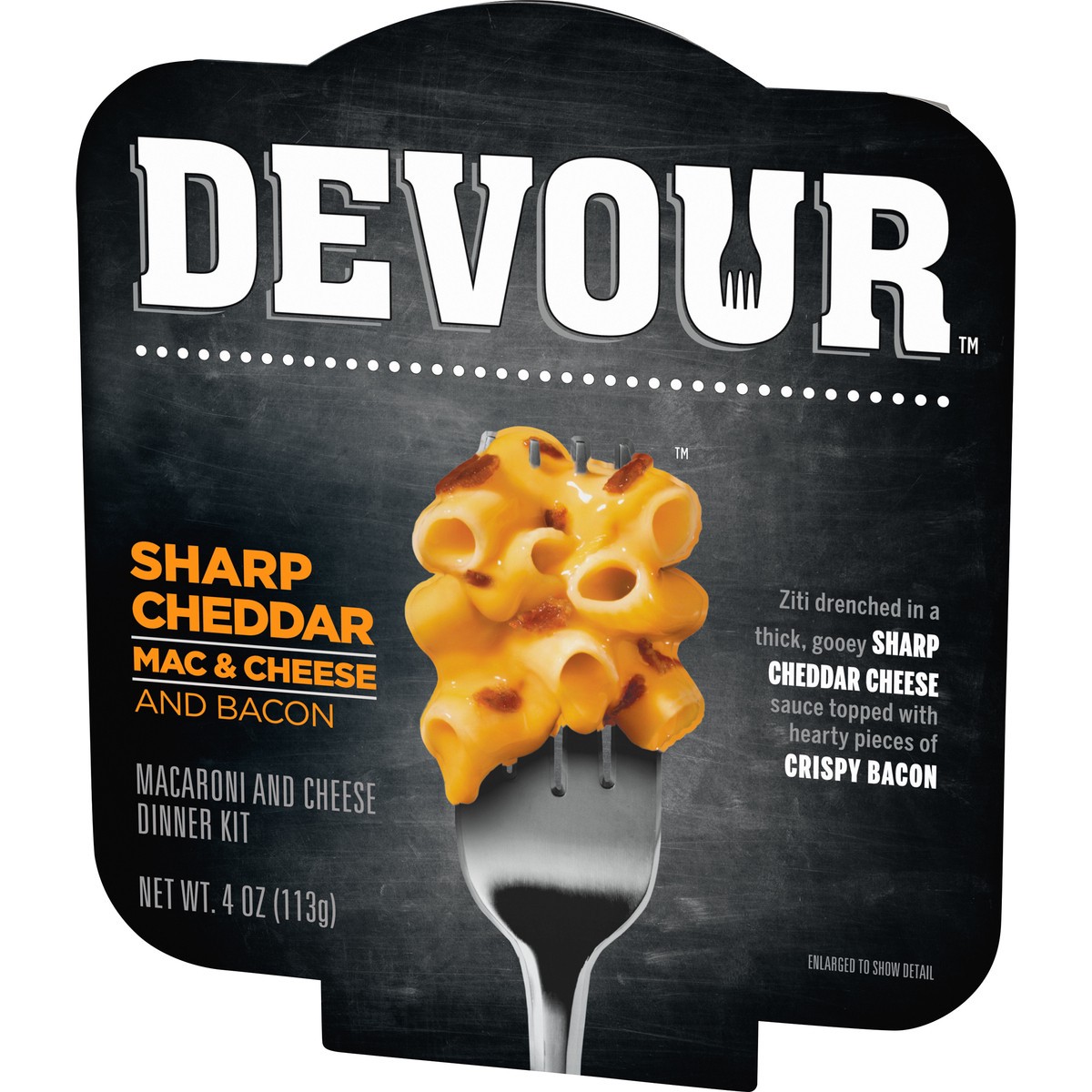 slide 7 of 9, DEVOUR Sharp Cheddar Mac & Cheese Bowl with Bacon Dinner Kit, 4 oz Tray, 4 oz