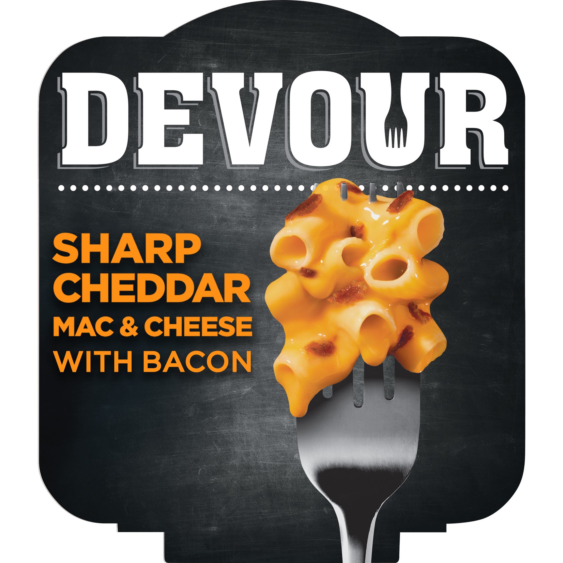 slide 1 of 9, DEVOUR Sharp Cheddar Mac & Cheese Bowl with Bacon Dinner Kit, 4 oz Tray, 4 oz