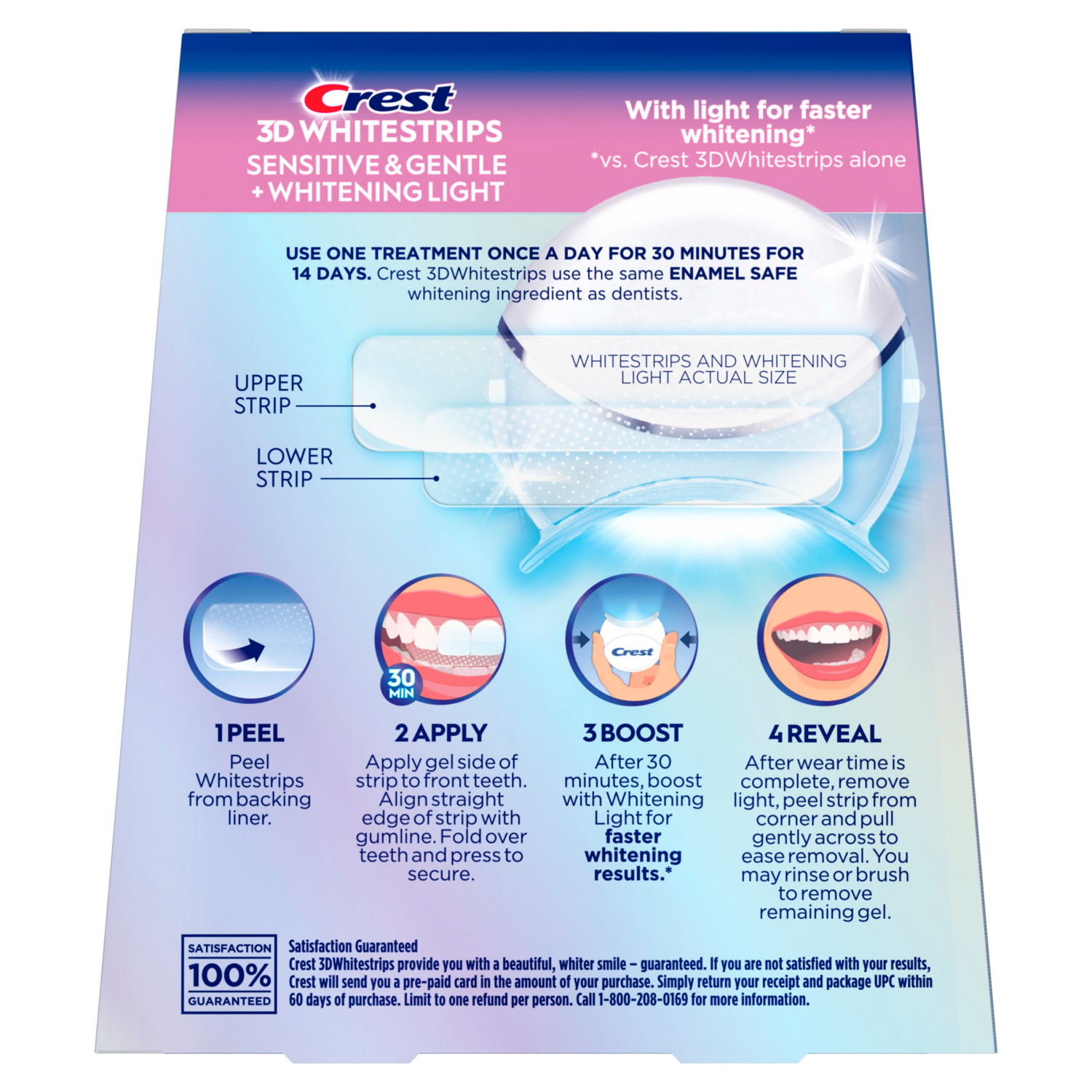 slide 3 of 8, Crest 3DWhitestrips Sensitive + LED Light At-Home Teeth Whitening Kit, 14 ct