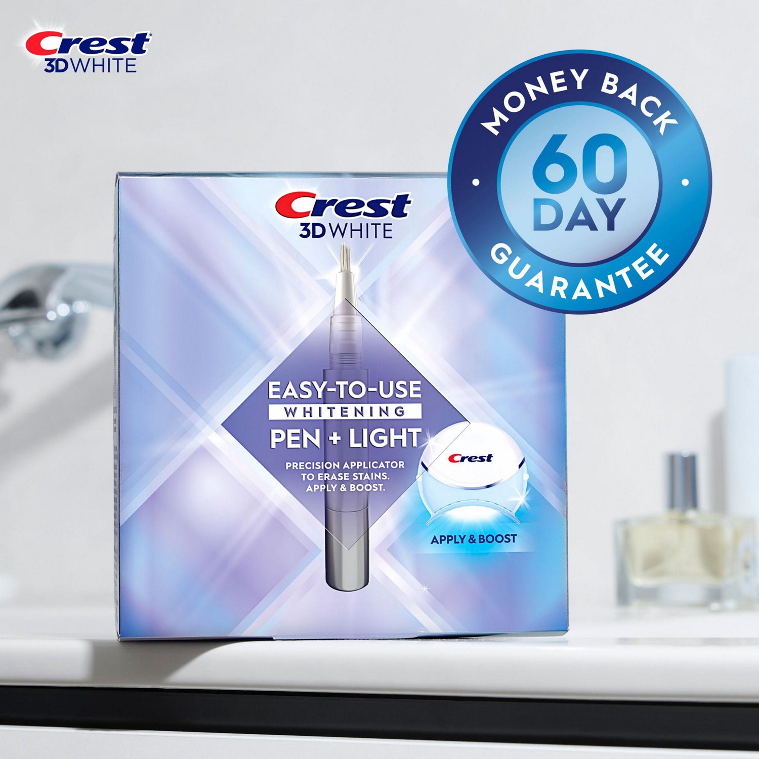 slide 7 of 9, Crest 3DWhite Easy-To-Use Teeth Whitening Pen + Light, 1 Teeth Whitening Pen and 1 Light, 1 ct