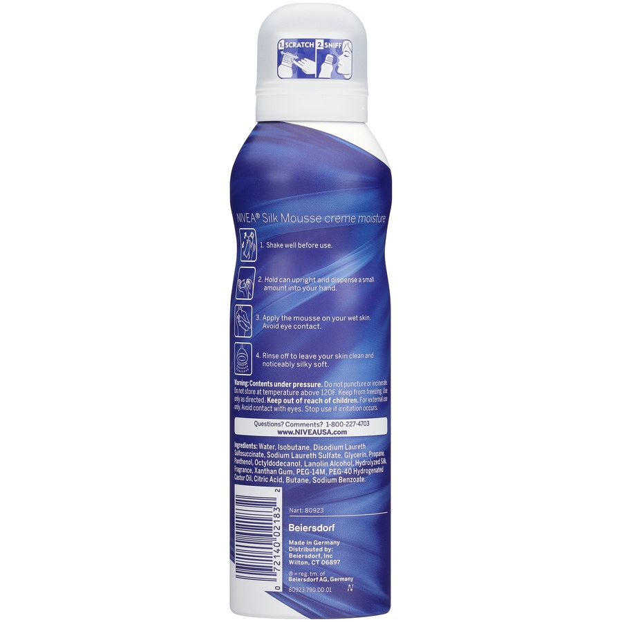 slide 4 of 5, Nivea Foaming Silk Mousse Body Wash, 6.8 oz