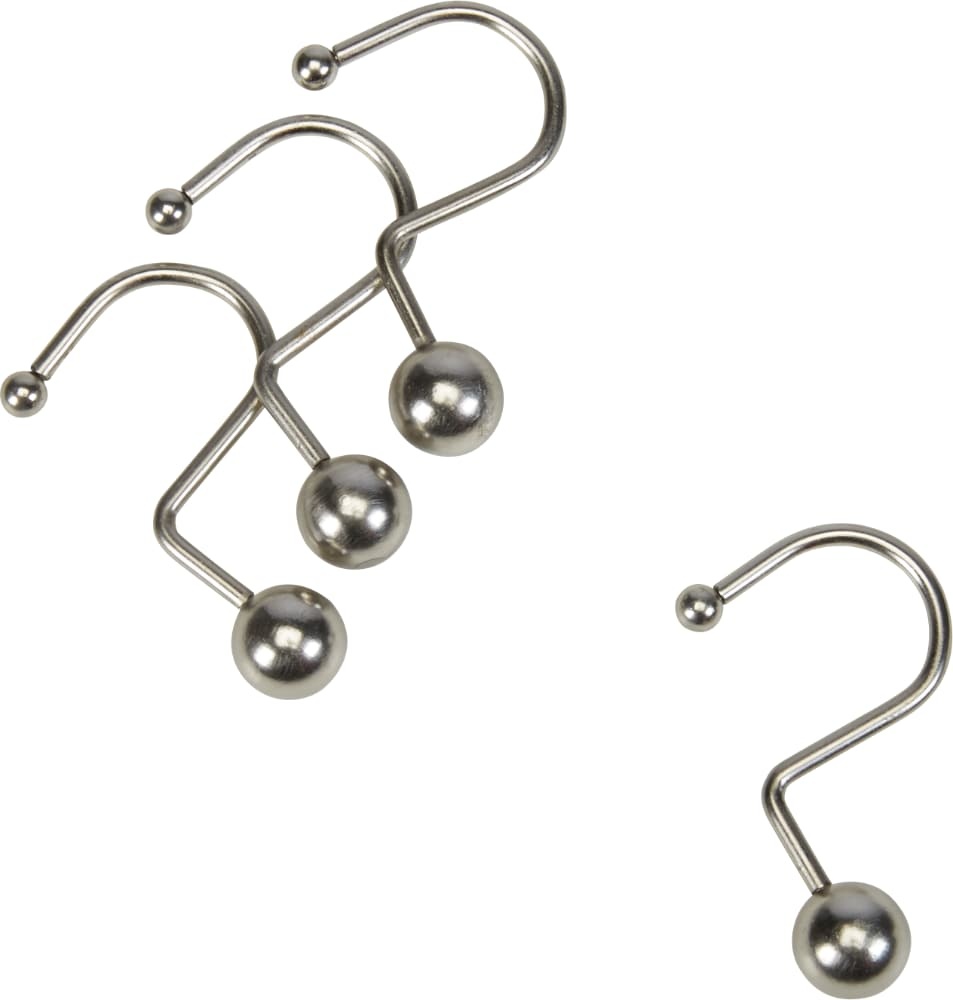 slide 1 of 1, Everyday Living Decorative Shower Curtain Hooks - 12 Pack - Brushed Nickel, 1 ct