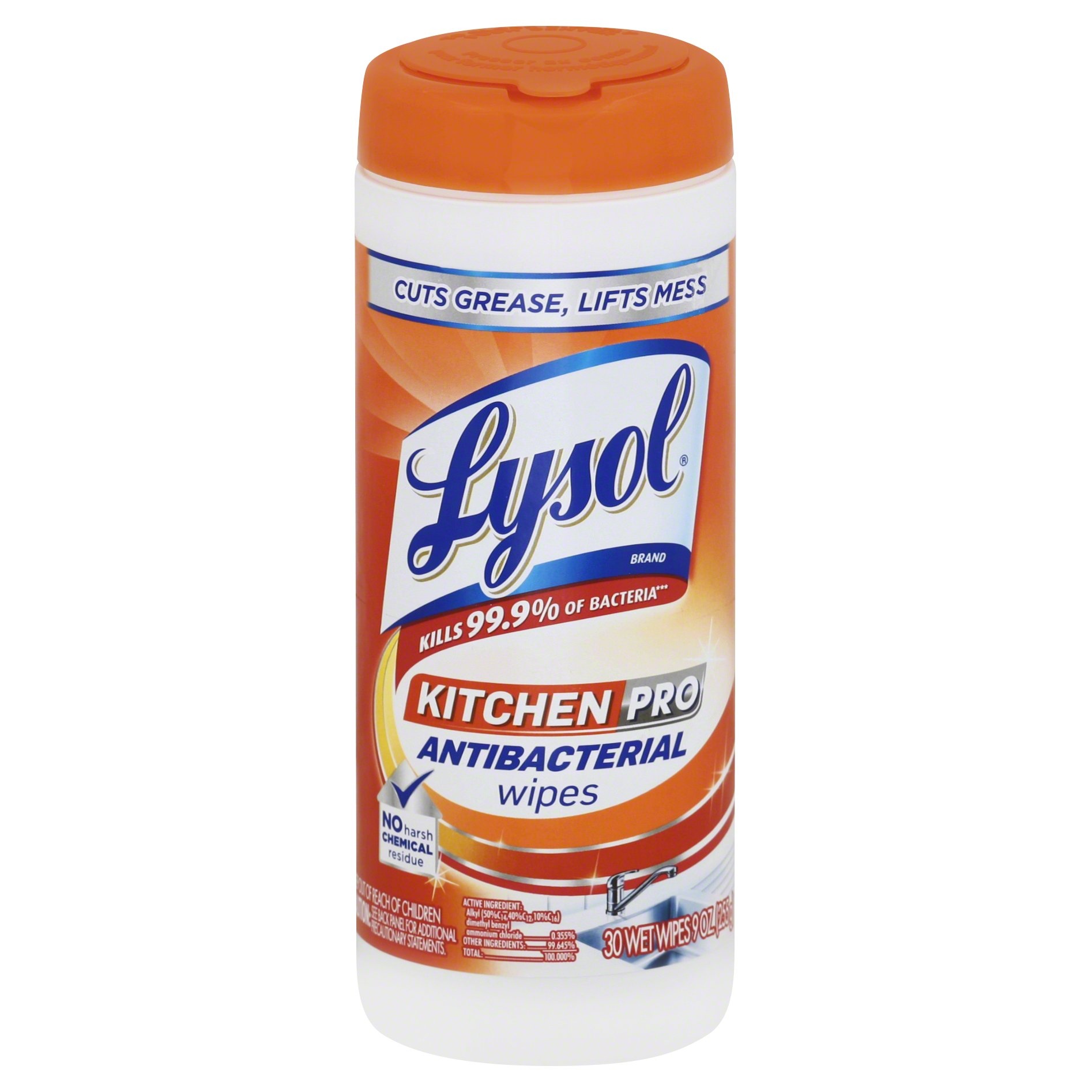 slide 1 of 1, Lysol Kitchen Pro Anti Bacterial Wipes, 30 ct