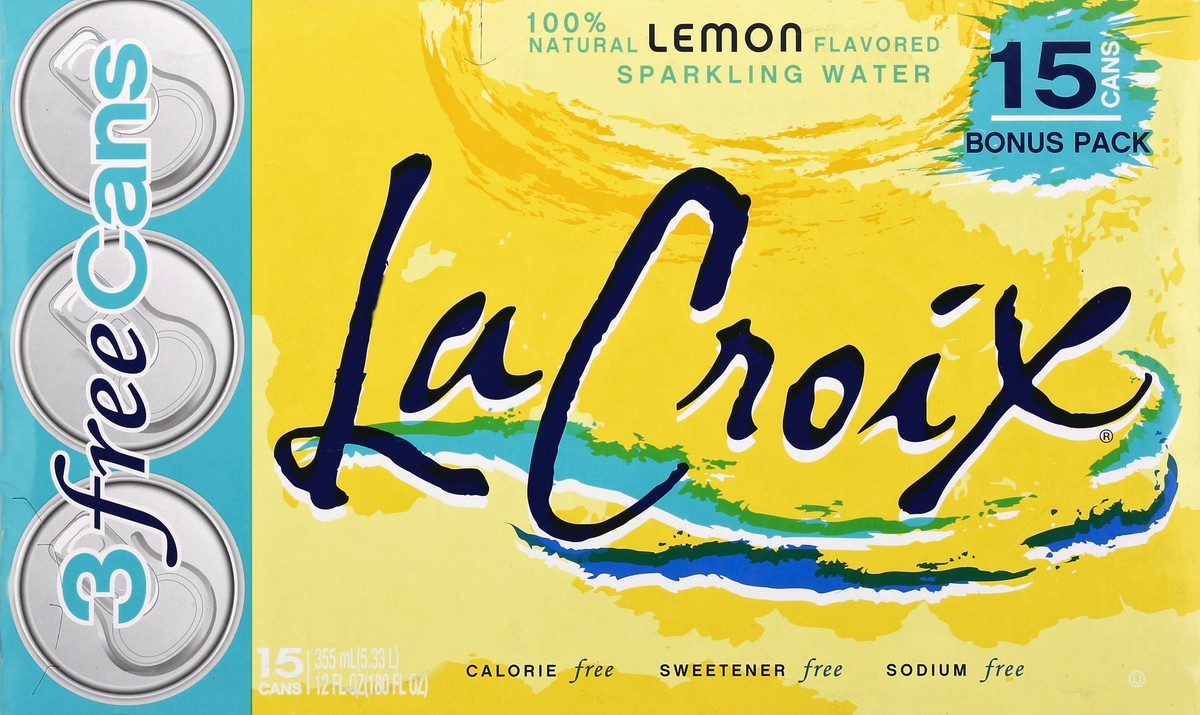 slide 2 of 6, La Croix Lemon Flavored Sparkling Water, 15 ct; 12 fl oz