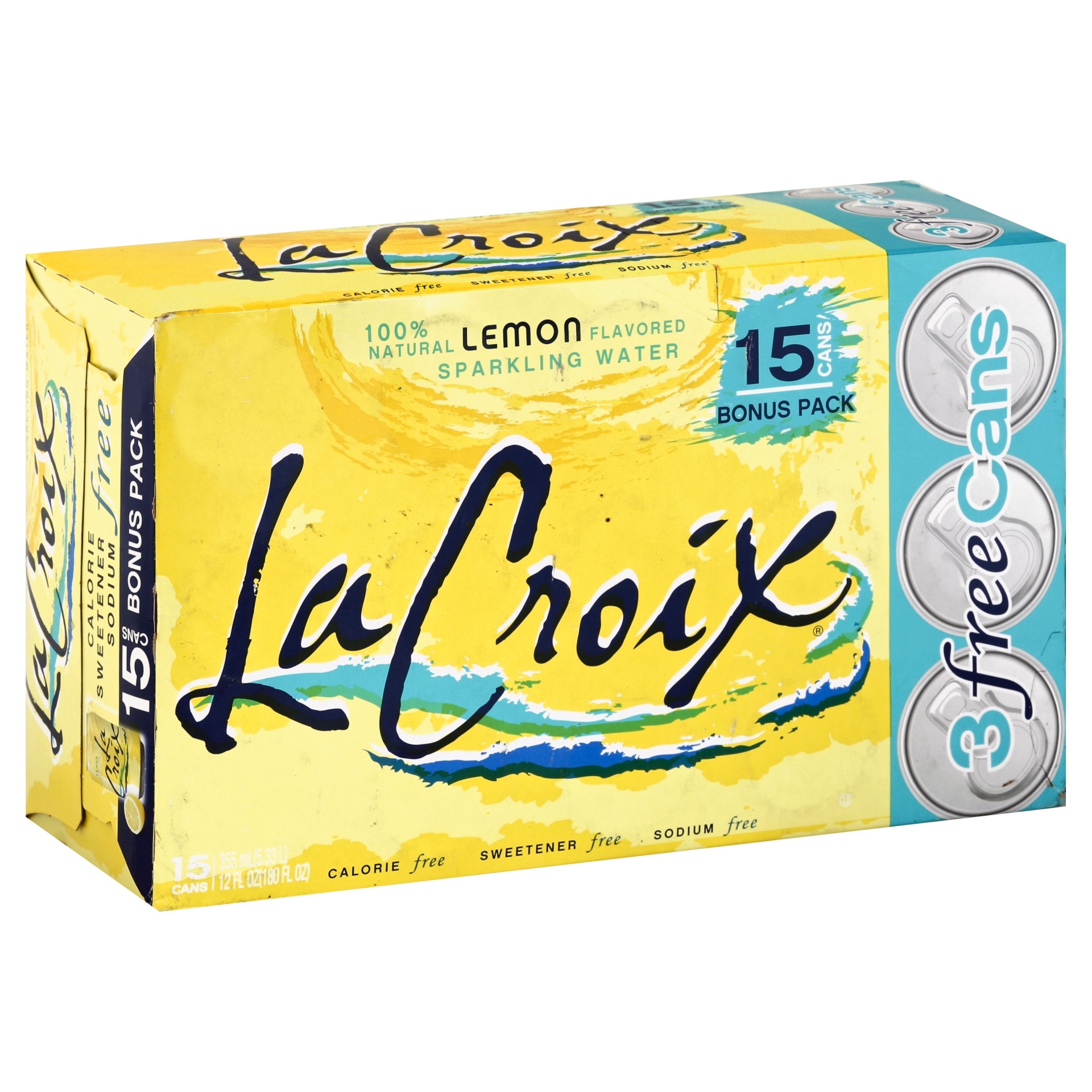 slide 1 of 3, La Croix Lemon Flavored Sparkling Water, 15 ct; 12 fl oz
