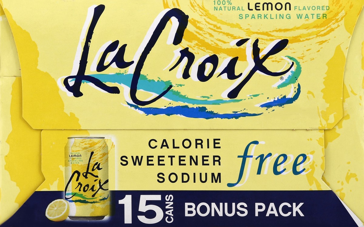 slide 3 of 6, La Croix Lemon Flavored Sparkling Water, 15 ct; 12 fl oz