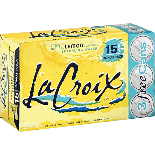 slide 3 of 3, La Croix Lemon Flavored Sparkling Water, 15 ct; 12 fl oz