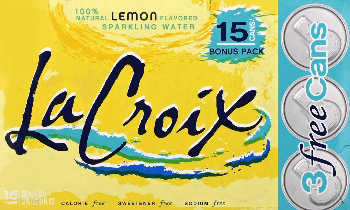 slide 4 of 6, La Croix Lemon Flavored Sparkling Water, 15 ct; 12 fl oz