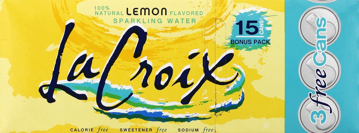 slide 5 of 6, La Croix Lemon Flavored Sparkling Water, 15 ct; 12 fl oz