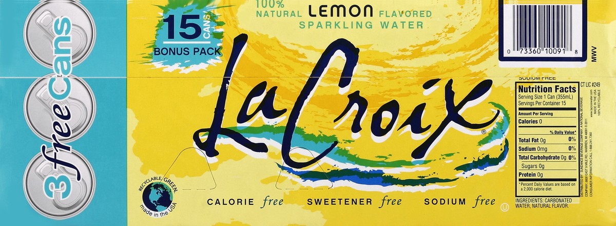 slide 6 of 6, La Croix Lemon Flavored Sparkling Water, 15 ct; 12 fl oz
