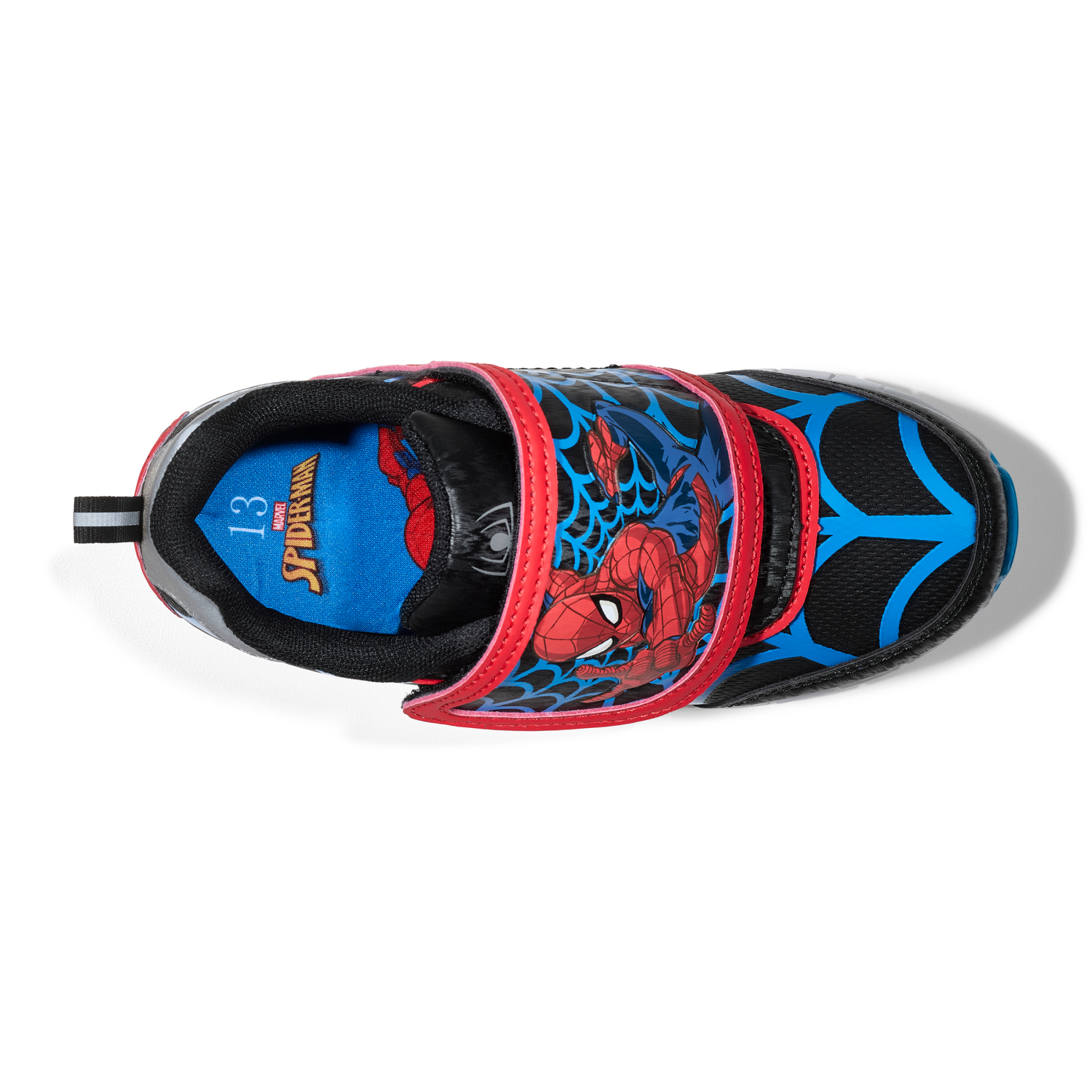 slide 4 of 4, Marvel Boys' Spiderman Athletic Shoe, Blk/Blu, Size 12, Size 12