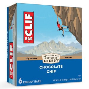 slide 1 of 1, CLIF BAR - Chocolate Chip - Made with Organic Oats - 10g Protein - Non-GMO - Plant Based - Energy Bars - 2.4 oz. (5 Pack), 12 oz