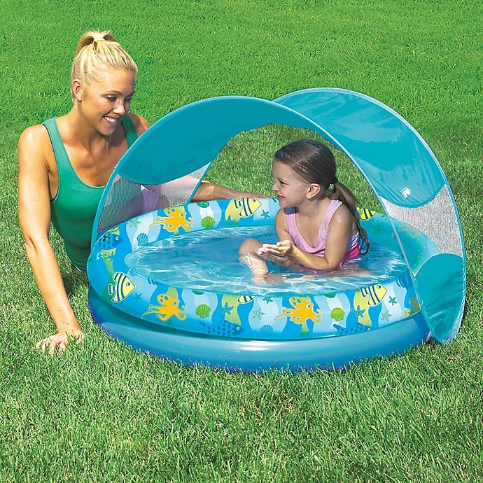 slide 2 of 3, Aqua Leisure Tot Sunshade Pool with Canopy and Carry Bag - Turquoise/Multi, 1 ct