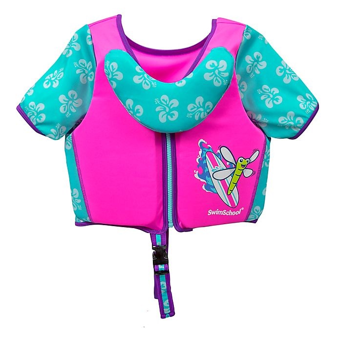 slide 1 of 1, SwimSchool Small/Medium Swim Trainer Deluxe Vest - Pink/Blue, 1 ct