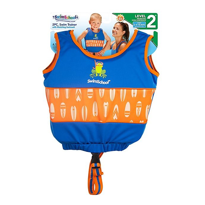 slide 2 of 2, SwimSchool Small/Medium Swim Short and Swim Vest Trainer Set - Blue/Orange, 2 ct