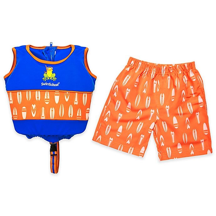 slide 1 of 2, SwimSchool Small/Medium Swim Short and Swim Vest Trainer Set - Blue/Orange, 2 ct