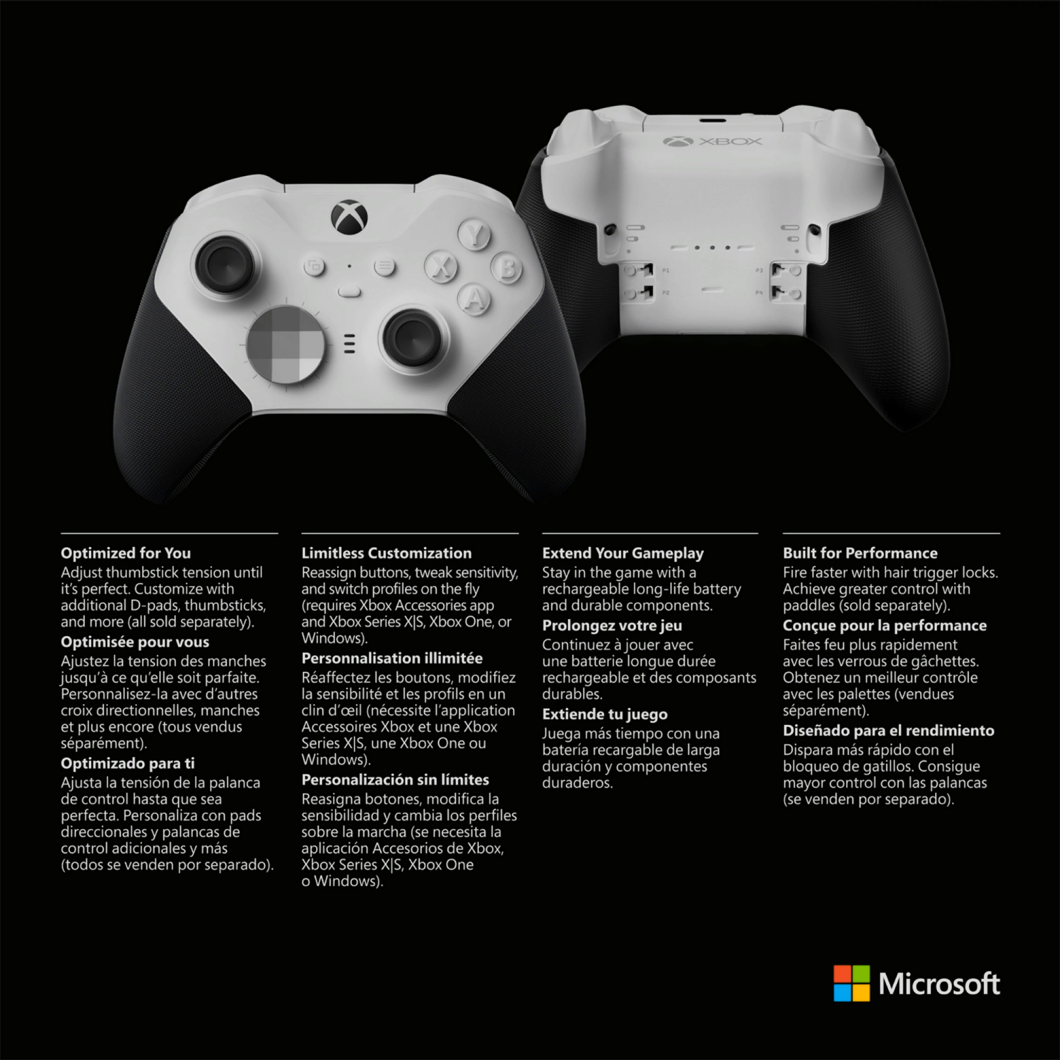 slide 2 of 6, Microsoft Xbox Elite Series 2 Core Wireless Controller - White/Black, 1 ct