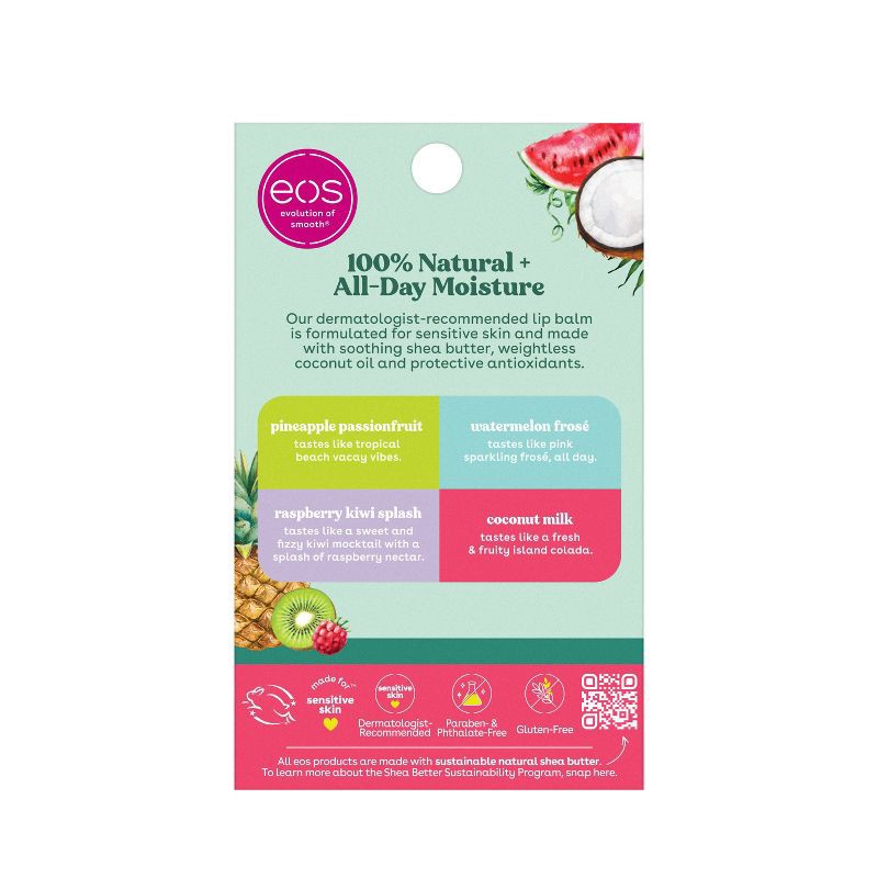 slide 2 of 6, eos 100% Natural Shea Lip Balm Variety Pack - Fruity - 0.56oz/4pk, 0.56 oz, 4 ct