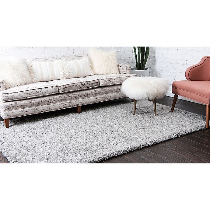 slide 3 of 6, Unique Loom Solid Shag Powerloomed Area Rug - Cloud Grey, 5 ft x 8 ft