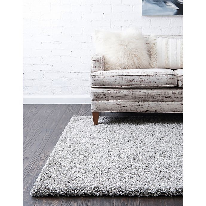 slide 5 of 6, Unique Loom Solid Shag Powerloomed Area Rug - Cloud Grey, 5 ft x 8 ft