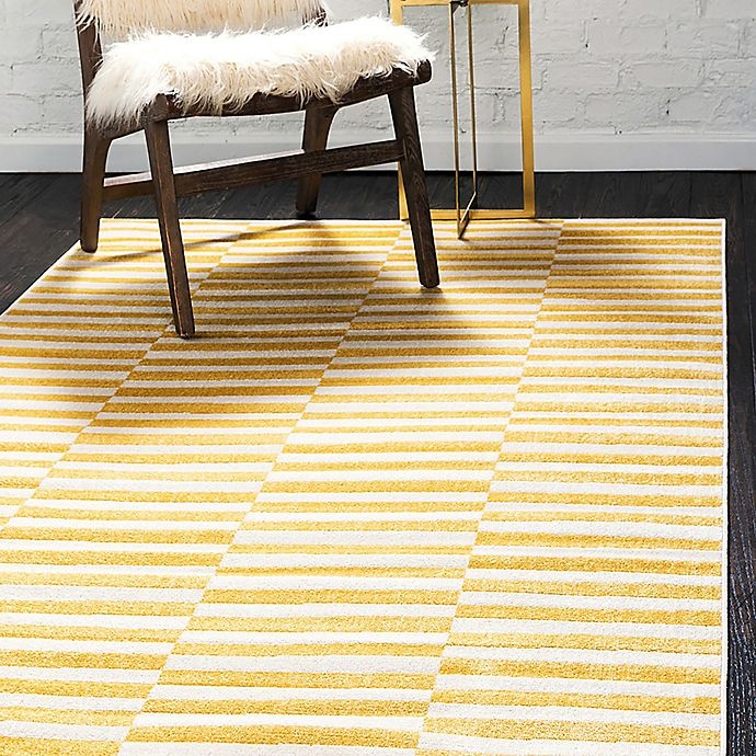 slide 3 of 6, Unique Loom Striped Tribeca Powerloomed Area Rug - Yellow, 4 ft x 6 ft